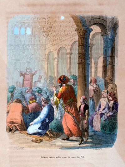 ナイル川の洪水のための普遍的な祈り、エジプト、c1847 作： Jean Adolphe Beauce