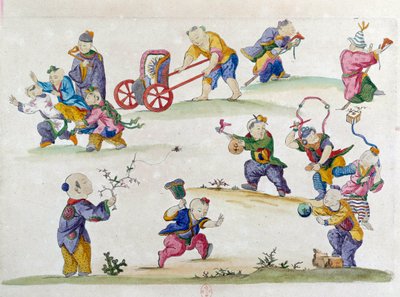 中国の花瓶のデッサン：子供の遊び。ジャン・アントワーヌ・フレイズの絵画（18世紀 作： Jean Antoine Fraisse