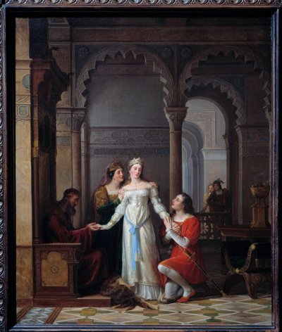 ロバの皮 シャルル・ペロー（1628-1703）の同名の物語の挿絵で、恋する父の宮殿にいる若い王女を表現しています。ジャン・アントワーヌ・ローラン（1763-1832）による絵画 1819年 日。0.55x0.45 m Bourg en Bresse, musee de 作： Jean Antoine Laurent