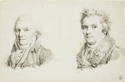 ダークコートの自画像と毛皮の襟付きコートの自画像 作： Jean Antoine Laurent
