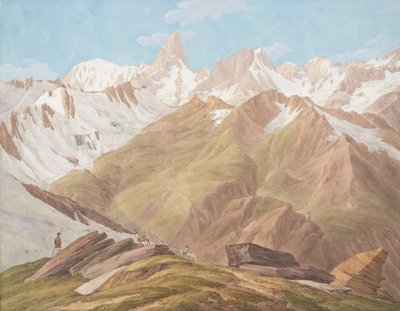 プチ・ジョラス、グランド・ジョラス、ル...付近のモンブラン山塊の眺め（18世紀後半～19世紀 作： Jean Antoine Linck