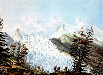 氷海の雪崩の眺め、1800年頃（エングレーヴィング） 作： Jean Antoine Linck