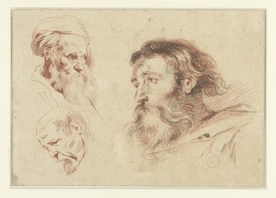 3人の男性の頭 作： Jean Antoine Watteau (rejected attribution)