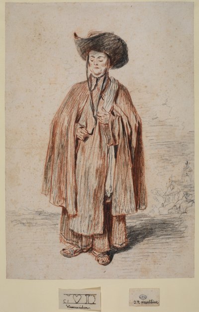 カルメル会修道士、立って、1715年頃 作： Jean Antoine Watteau