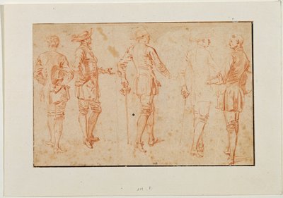 5人の男が立っている... 作： Jean-Antoine Watteau