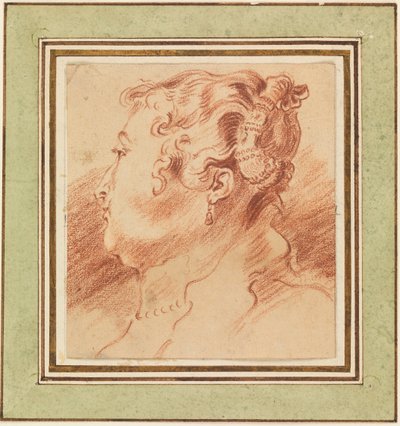 "Etude de tete de femme" (女性の頭の習作) Sanguine de Jean Antoine Watteau (1684-1721) vers 1725 Dim 13,3x12,1 cm Cooper-Hewitt National Design Museum 作： Jean Antoine Watteau
