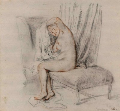 シュミーズを脱ぐ裸の女性、1717年頃。 作： Jean Antoine Watteau