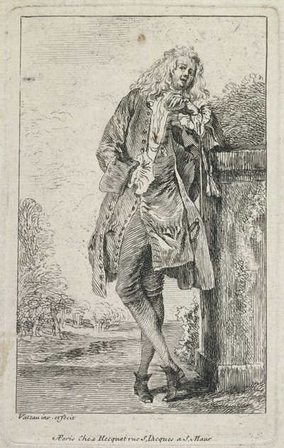 ファッションフィギュア：スタンディングマンタイアップ 作： Jean Antoine Watteau