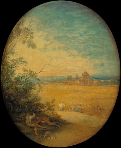 フィールドのヘイメーカー、夏（キャンバスに油彩） 作： Jean Antoine Watteau