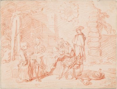 壁の前で兵士のトランプ。 1709-10 作： Jean Antoine Watteau
