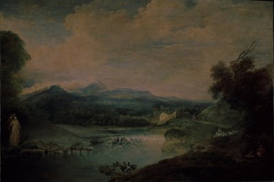 滝のある風景、1717年頃 作： Jean Antoine Watteau