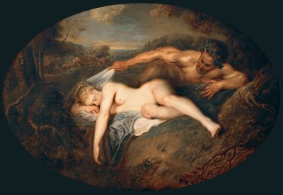 ニンフとサテュロスジュピターとアンティオペ 作： Jean Antoine Watteau