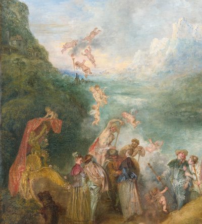 Cythera DetalのためのCythera乗船への巡礼：Putti、1717 作： Jean Antoine Watteau