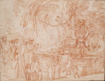 野外で商品を売るヤブ医者、1700年から1720年頃 作： Jean Antoine Watteau
