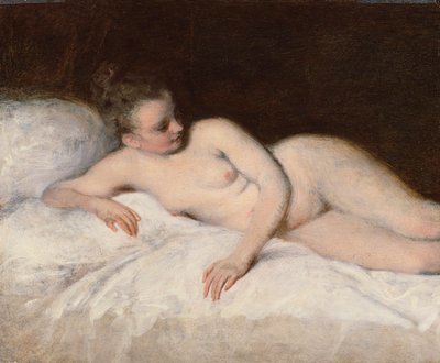 横たわる裸婦》1713-17年頃（油彩、パネル） 作： Jean Antoine Watteau