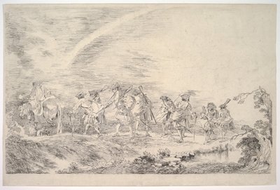 連隊に加わる新兵、およそ。 1715-16。 作： Jean Antoine Watteau