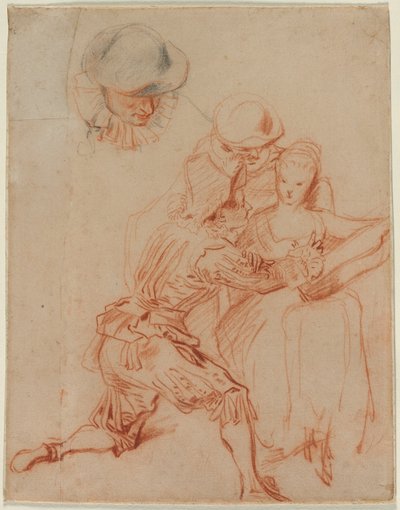 「ロマンサー」のための習作 作： Jean Antoine Watteau