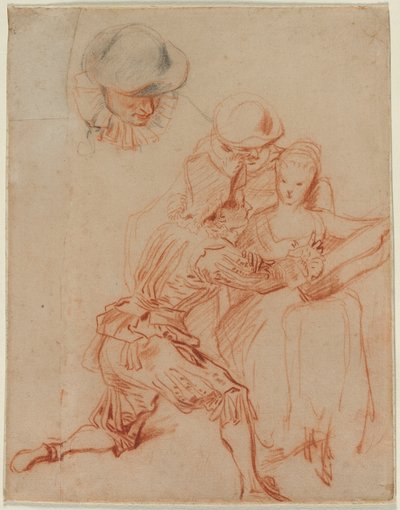 ロマンサールコントゥールの研究c。 1716年。 作： Jean Antoine Watteau