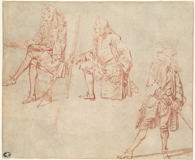 紳士の3つの研究 作： Jean Antoine Watteau