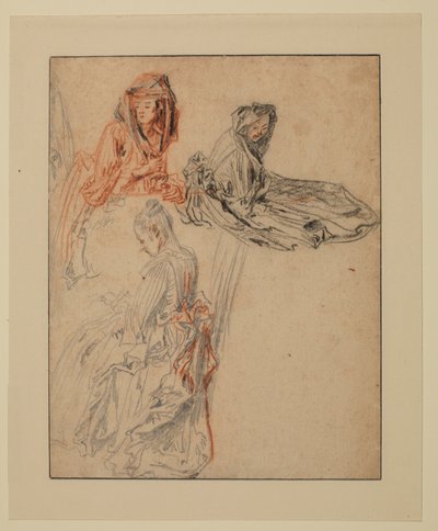 1716年から1718年頃の女性像に関する3つの研究 作： Jean Antoine Watteau