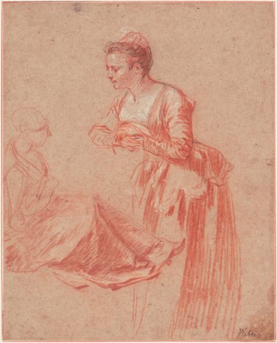 若い女性の2つの図の研究、c。 1716 作： Jean Antoine Watteau