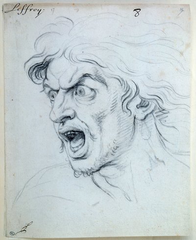魂の情熱の表現、恐るべきもの。ジャン・オードラン（1667-1756）のドローイング 作： Jean Audran