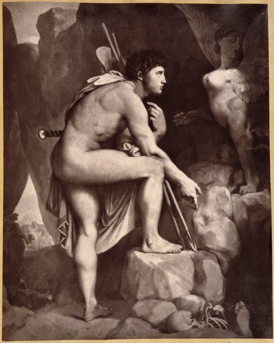 イングレスによる「スフィンクスとオイディプス」。 作： Jean Auguste Dominique (after) Ingres
