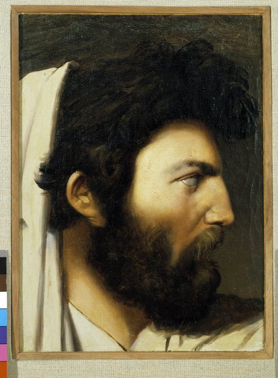 横顔の男のポートレート。 匿名の絵。 ミュゼ グラネ、エクス アン プロヴァンス 作： Jean Auguste Dominique (after) Ingres