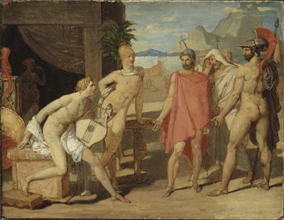 アキメネスの使節をテントで受け取ったアキレス、1801 作： Jean Auguste Dominique Ingres