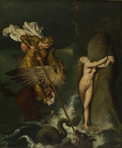 アンジェリカは1819-1839年にルッジェーロによって救われた 作： Jean Auguste Dominique Ingres