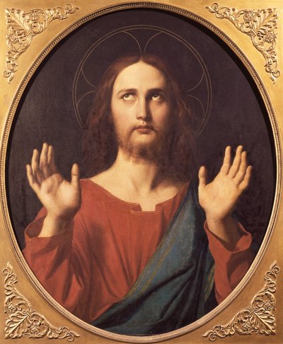 キリスト、ジャン・オーギュスト・ドミニク・イングレス（1780-1867）作、キャンバスに油彩、80x66cm。 作： Jean Auguste Dominique Ingres