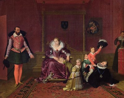 アンリ4世（1553-1610）フランス大王とナバラスペインの大使としての子供たちと遊ぶ1817年 作： Jean Auguste Dominique Ingres