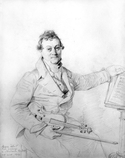 ジャン・オーギュスト・ドミニク・アングルとヴァイオリン。 描く 作： Jean Auguste Dominique Ingres