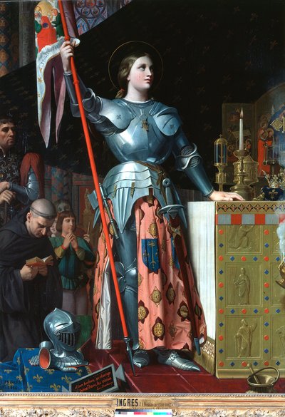 「ランスの大聖堂でのシャルル7世の戴冠式でのジャンヌ・ダルク」、1429年、c1800-1867 作： Jean Auguste Dominique Ingres