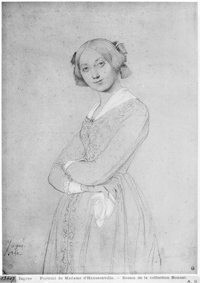 ルイーズドゥブログリ、ハウスソンビル伯爵夫人、1842年（紙に黒鉛と白のハイライト） 作： Jean Auguste Dominique Ingres