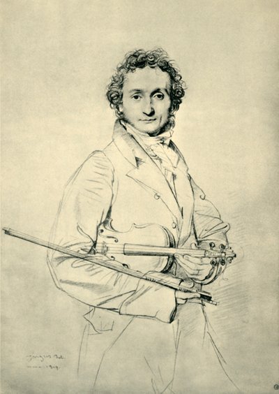パガニーニ、ローマ、1819年、1943年。 作： Jean Auguste Dominique Ingres