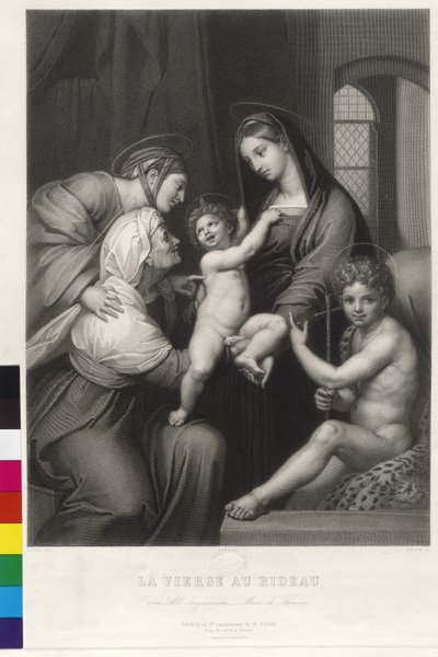 ラファエロ作 サンティ聖母インパナータ（銅版画） 作： Jean Auguste Dominique Ingres