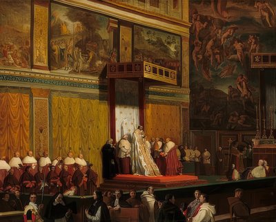 システィーナ礼拝堂の教皇ピオ7世。 1814 作： Jean Auguste Dominique Ingres