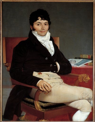 1815年に王の諮問機関で依頼主を務めたフィリベール・リヴィエール（1766-1816）の肖像 ジャン・オーギュスト・ドミニク・アングル（1780-1867）による絵画 1804年 日。1,16 x 0,89 m 作： Jean Auguste Dominique Ingres