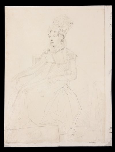 キャロライン・ムラト女王の肖像（紙に鉛筆） 作： Jean Auguste Dominique Ingres