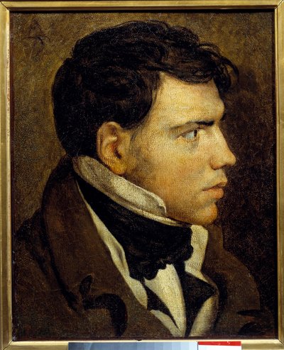 若い男の肖像 ジャン・オーギュスト・ドミニク・アングル（1780-1867）の絵画 19世紀 日。0,39x0,31 m バイヨンヌ、ボナ博物館 - 若い男の肖像。ドミニク・アングル（1780-1867）作の絵画 作： Jean Auguste Dominique Ingres