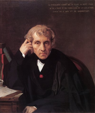 作曲家ルイージ・チェルビニの肖像1760-1842、1841 作： Jean Auguste Dominique Ingres