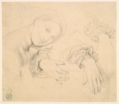 フォルナリーナの頭とマダム・ド・セノンの手の習作 作： Jean Auguste Dominique Ingres