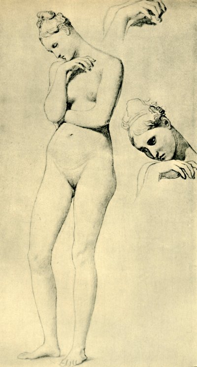ストラトニツェの姿に関する研究、c1834-1840、1943年。 作： Jean Auguste Dominique Ingres