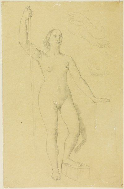 ジャンヌ・ダルクの習作と手のスケッチ 作： Jean Auguste Dominique Ingres