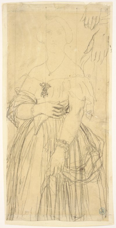 モワテシエ夫人のドレスと手の習作 作： Jean Auguste Dominique Ingres