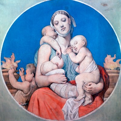 シャペルサンフェルディナンドのステンドグラスの研究、1833年 作： Jean Auguste Dominique Ingres