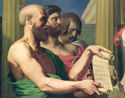 ギリシャ悲劇、「ホメロスの神格化」の研究 作： Jean Auguste Dominique Ingres