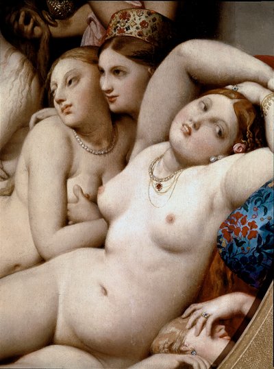 トルコ風呂」詳細（木に油彩 作： Jean Auguste Dominique Ingres