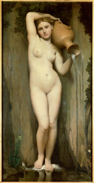 出典 ジャン＝オーギュスト・ドミニク・アングル（1780-1867）の絵画 1856年 薄暗い 1.63 x 0.80.パリオルセー美術館 作： Jean Auguste Dominique Ingres